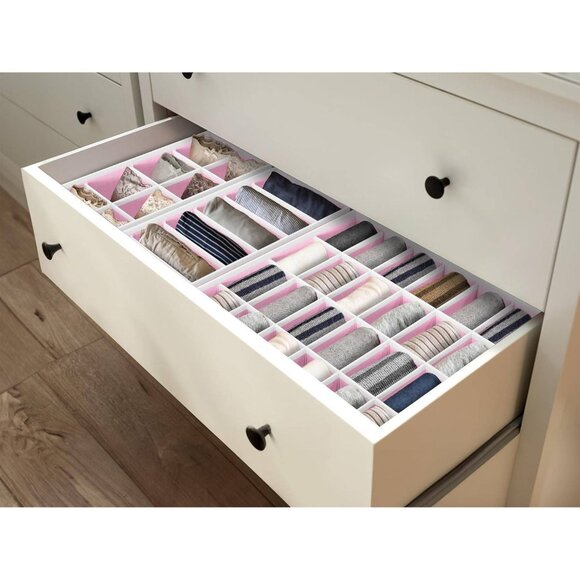 4-Pack Foldable Drawer Organizer Set for Underwear, Socks & Accessories, Pink - Picture 9 of 9